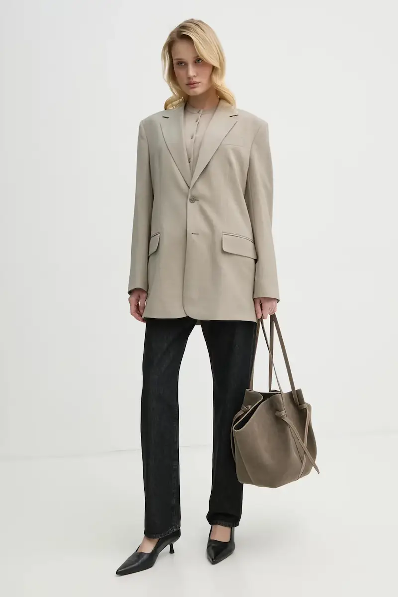 giacca in lana colore grigio 29585 Beige miniatura 2