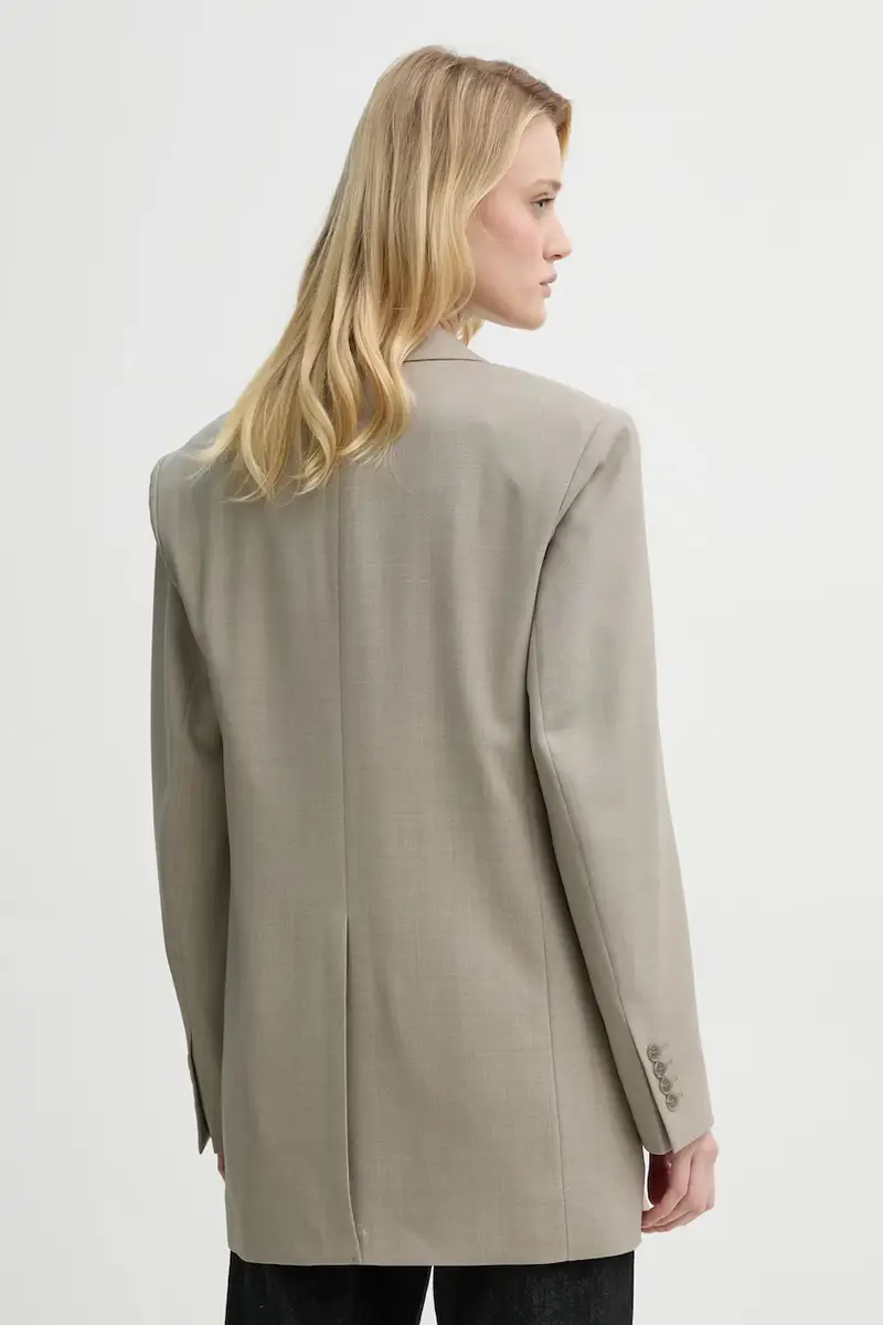 giacca in lana colore grigio 29585 Beige miniatura 3