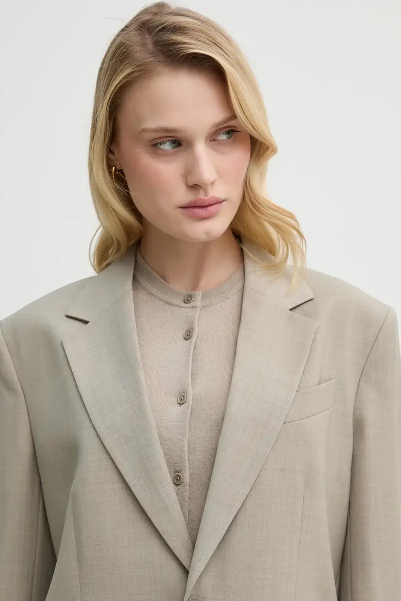 giacca in lana colore grigio 29585 Beige miniatura 4