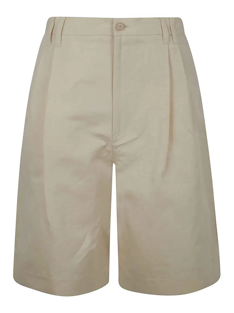 Gonna di lino di cotone pieghettata rilassata Bianco