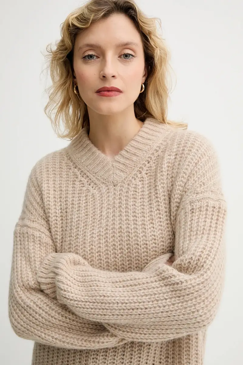 maglione con lana colore marrone 31971 miniatura 4