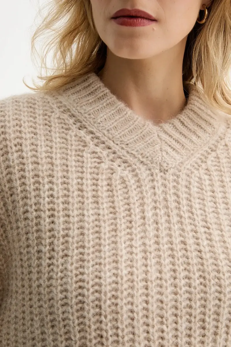 maglione con lana colore marrone 31971 miniatura 5