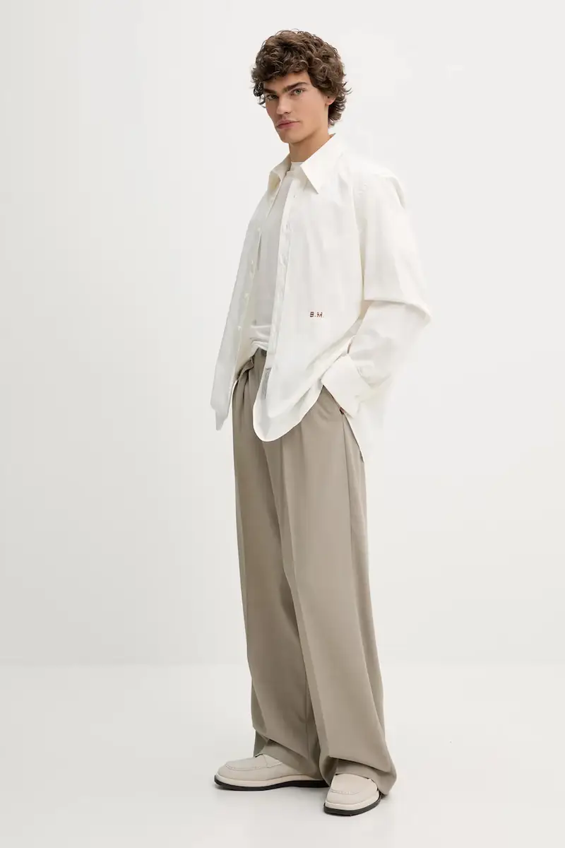 pantaloni in misto lana colore beige 29803 miniatura 2