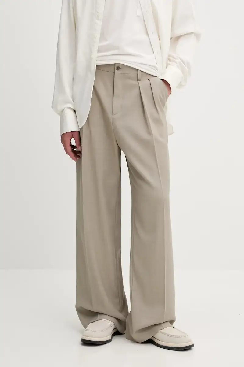 pantaloni in misto lana colore beige 29803