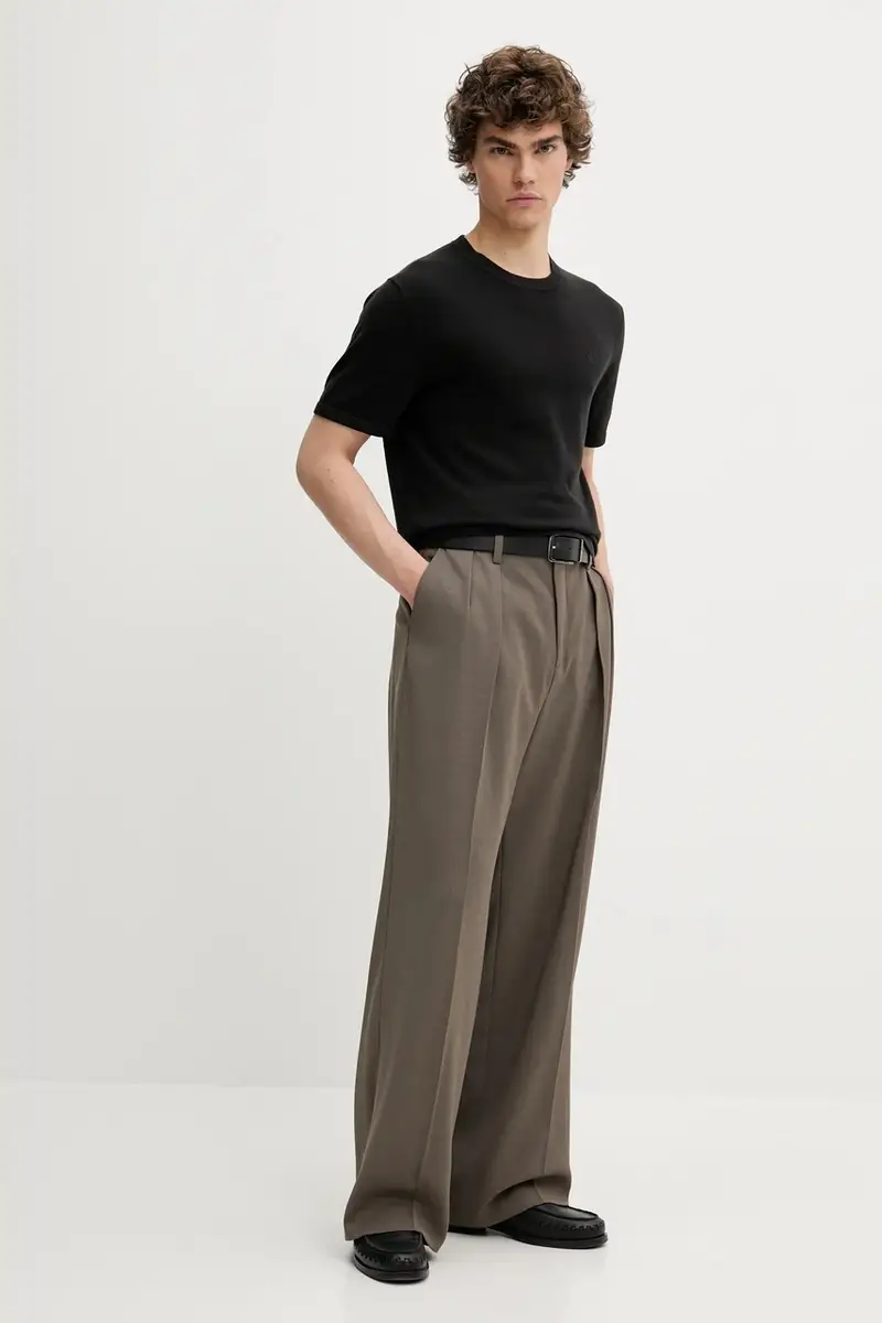 pantaloni in misto lana colore marrone 29803 miniatura 2