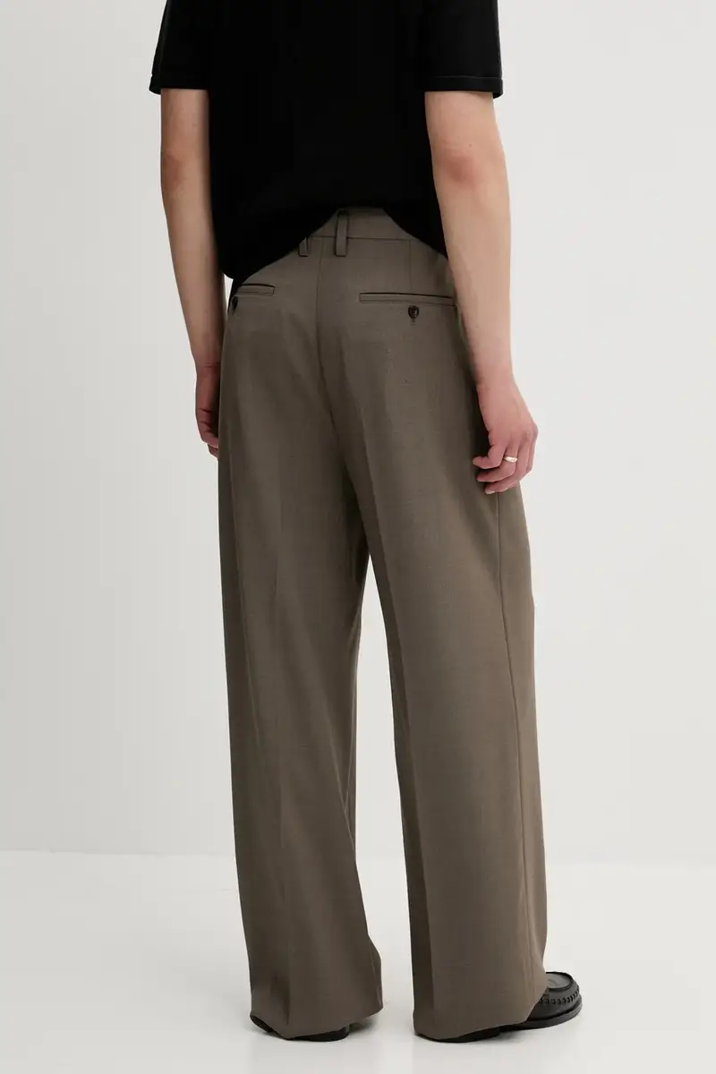 pantaloni in misto lana colore marrone 29803 miniatura 3