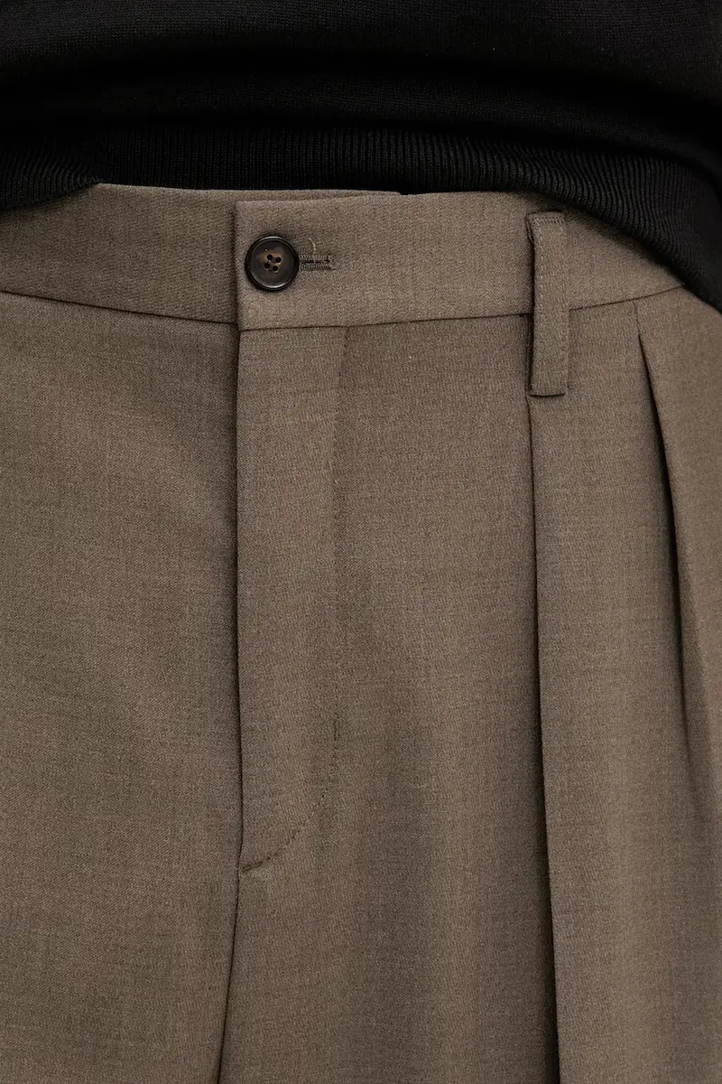 pantaloni in misto lana colore marrone 29803 miniatura 4