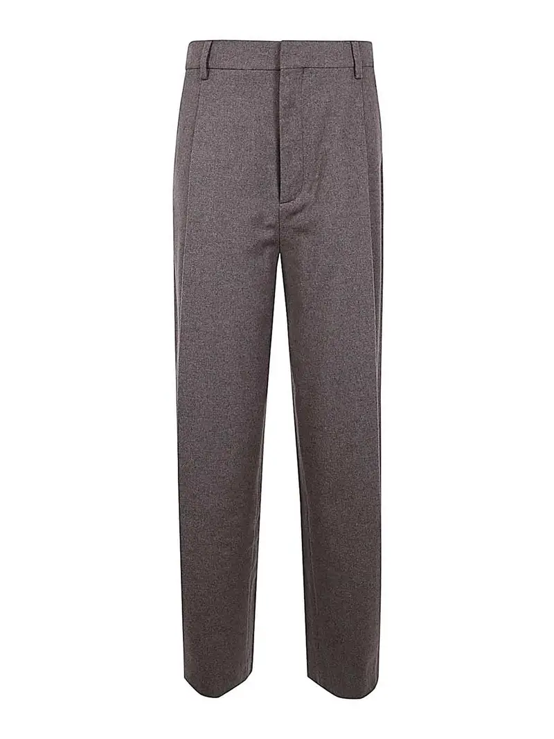 Pantaloni larghi in flanella con pieghe Marrone