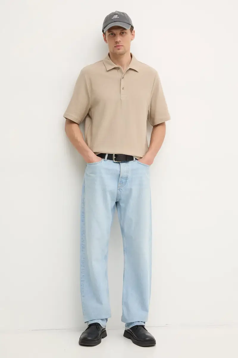 polo in cotone colore beige 31560 miniatura 2