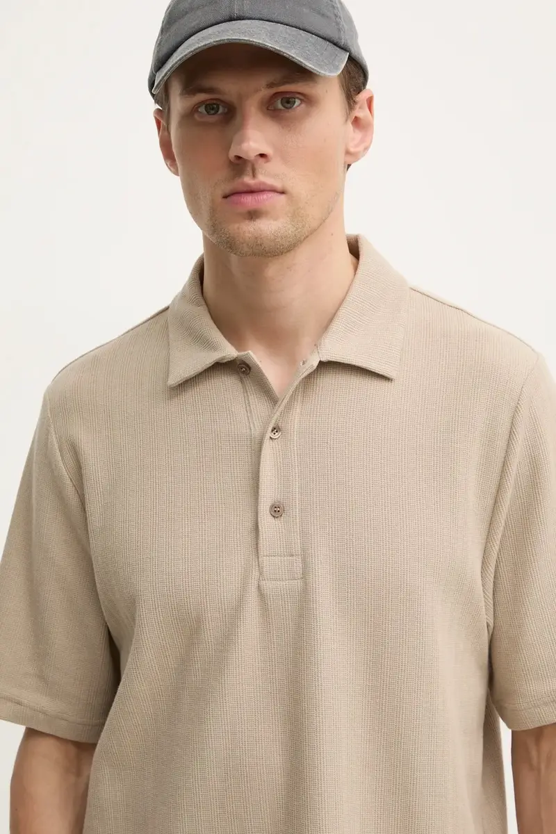 polo in cotone colore beige 31560 miniatura 4