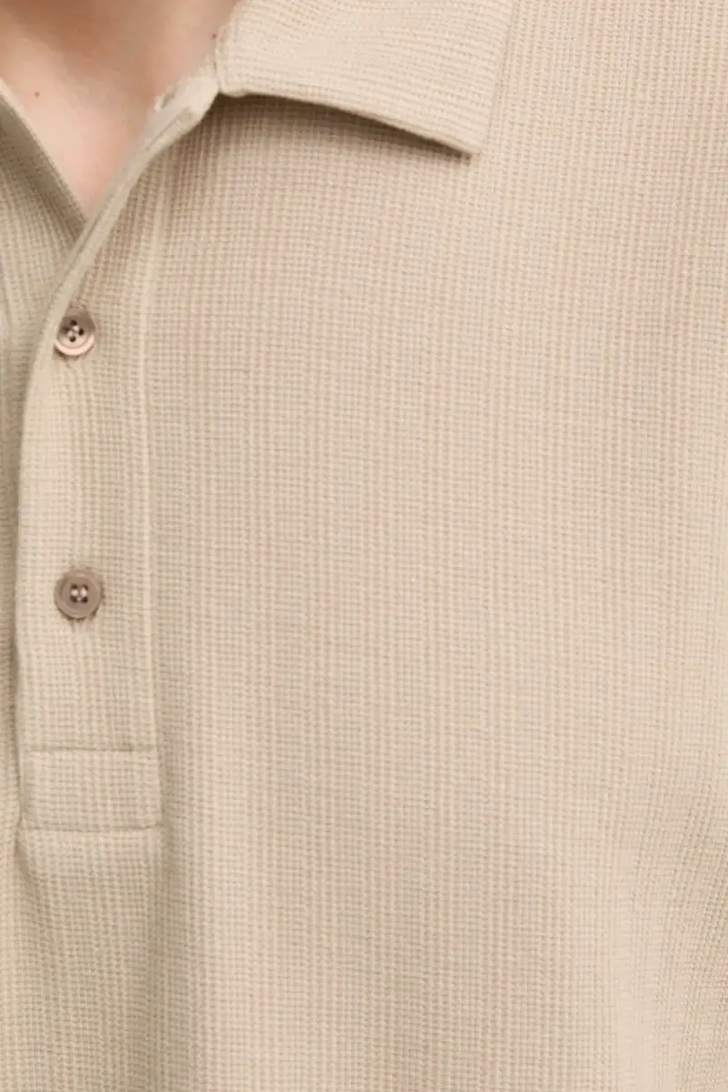 polo in cotone colore beige 31560 miniatura 5