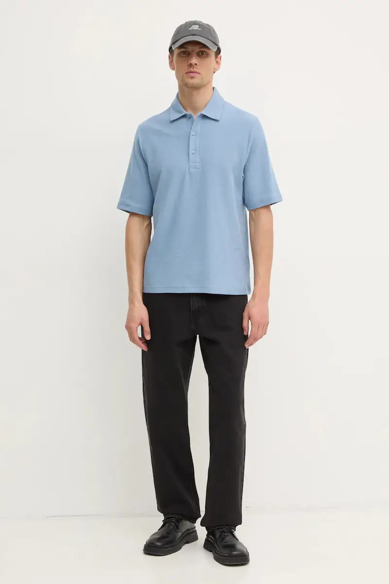 polo in cotone colore blu 31560 miniatura 2