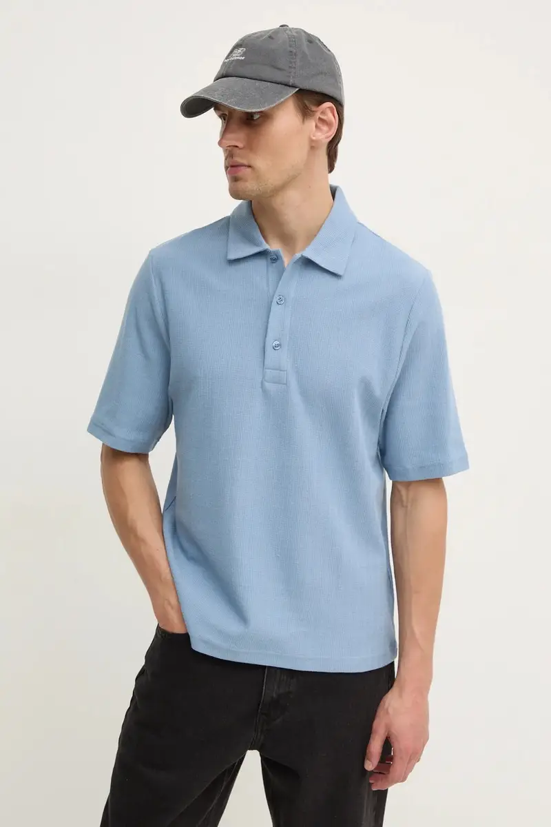 polo in cotone colore blu 31560 miniatura 4