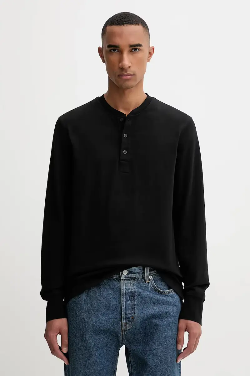 top a maniche lunghe in cotone colore nero 31498