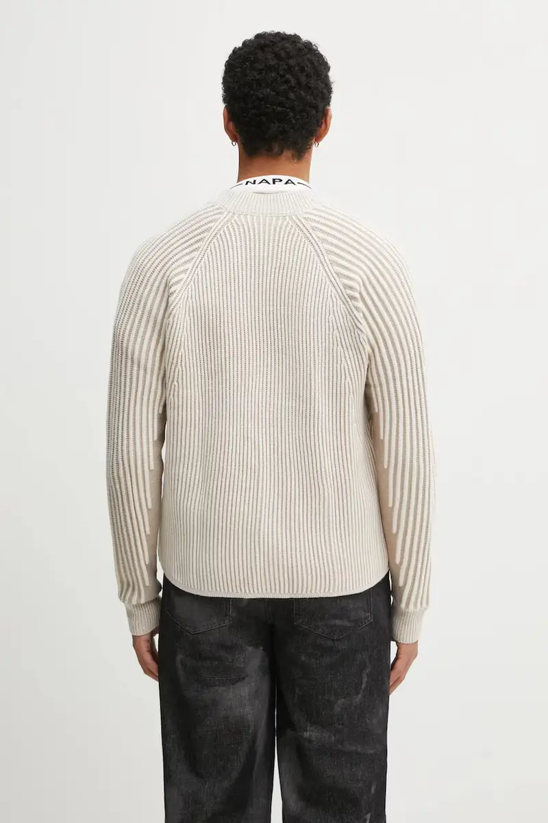 cardigan con lana Knit Cardigan colore beige 422573500127 miniatura 3