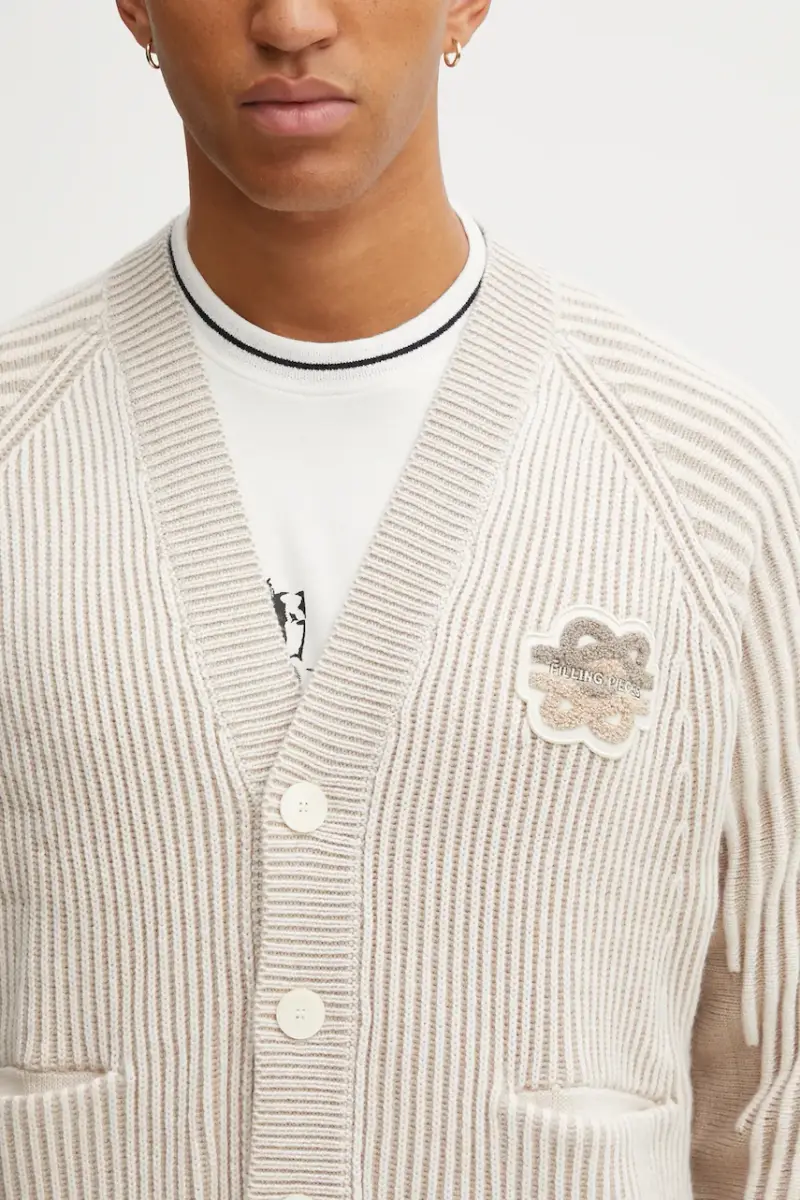 cardigan con lana Knit Cardigan colore beige 422573500127 miniatura 4