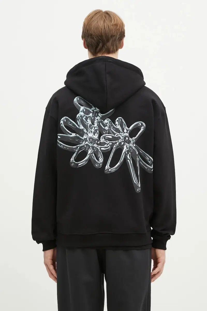felpa in cotone Chrome Flower uomo colore nero con cappuccio 95299821861