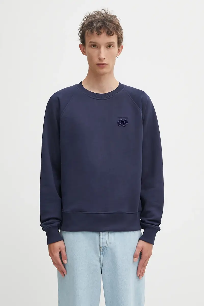 felpa in cotone Embroidered Knot uomo colore blu navy 422530500143