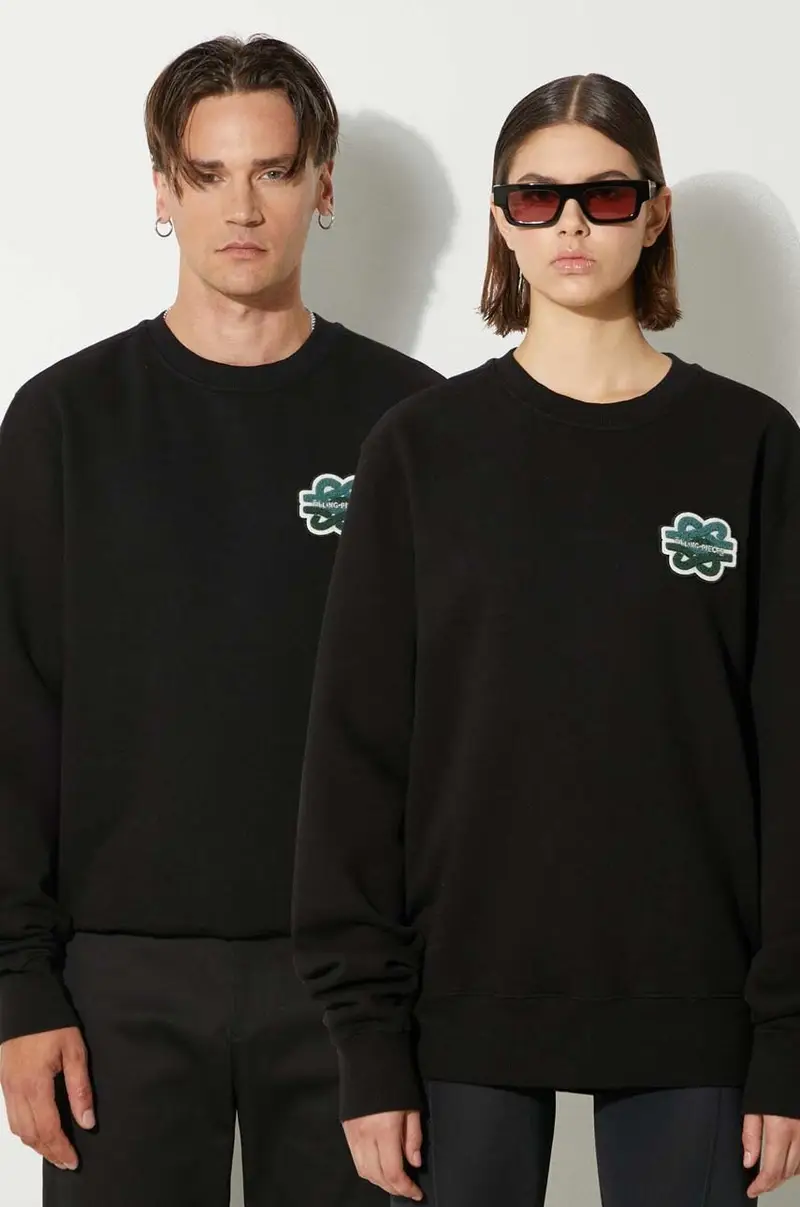 felpa in cotone Gowtu colore nero con applicazione 74533921861