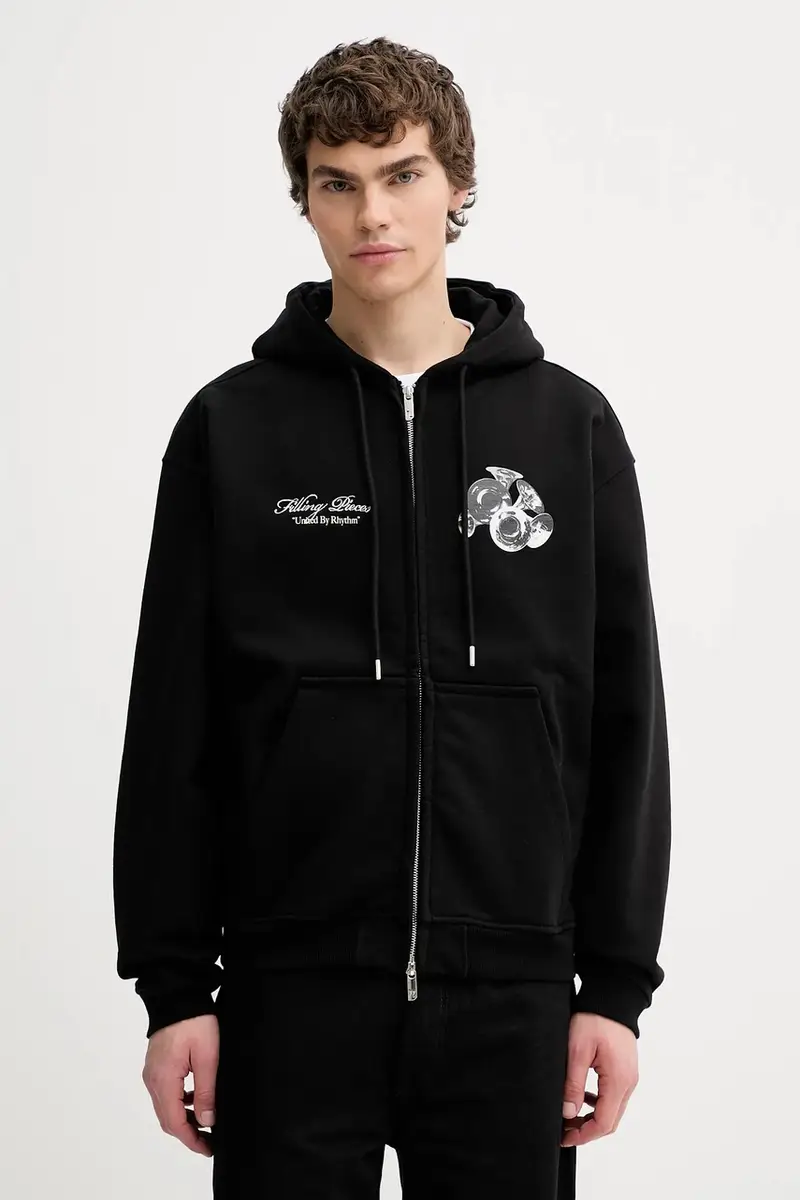 felpa in cotone Zip Hoodie Bouquet Nero miniatura 3