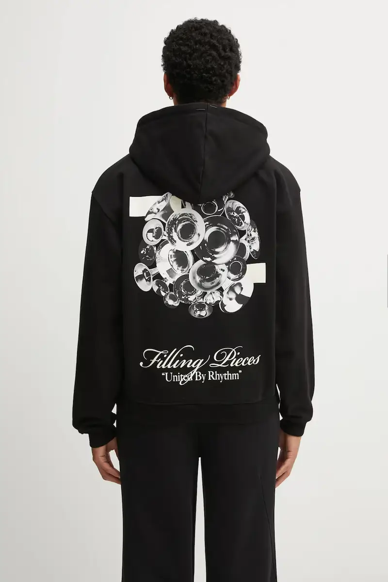 felpa in cotone Zip Hoodie Bouquet uomo colore nero con cappuccio 422533501122