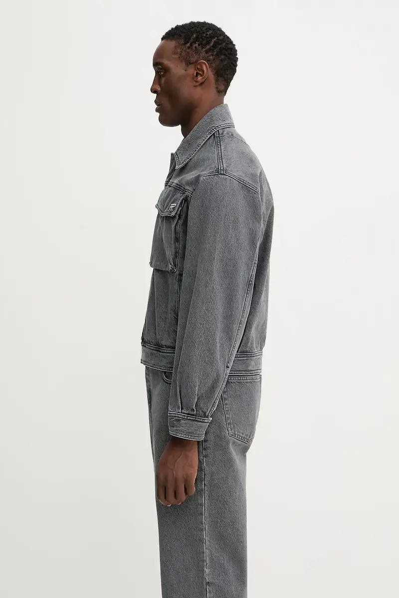 giacca in cotone Denim Washed colore grigio 422560501260 miniatura 2