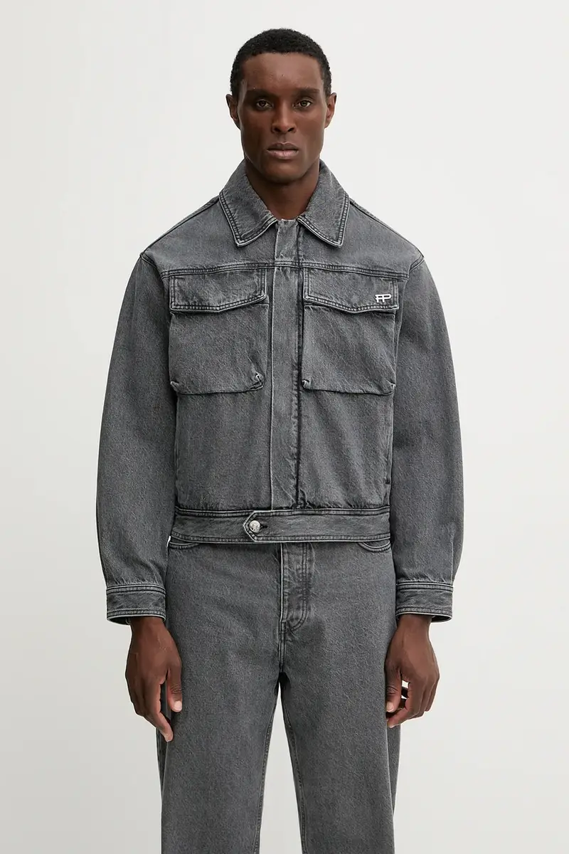 giacca in cotone Denim Washed colore grigio 422560501260