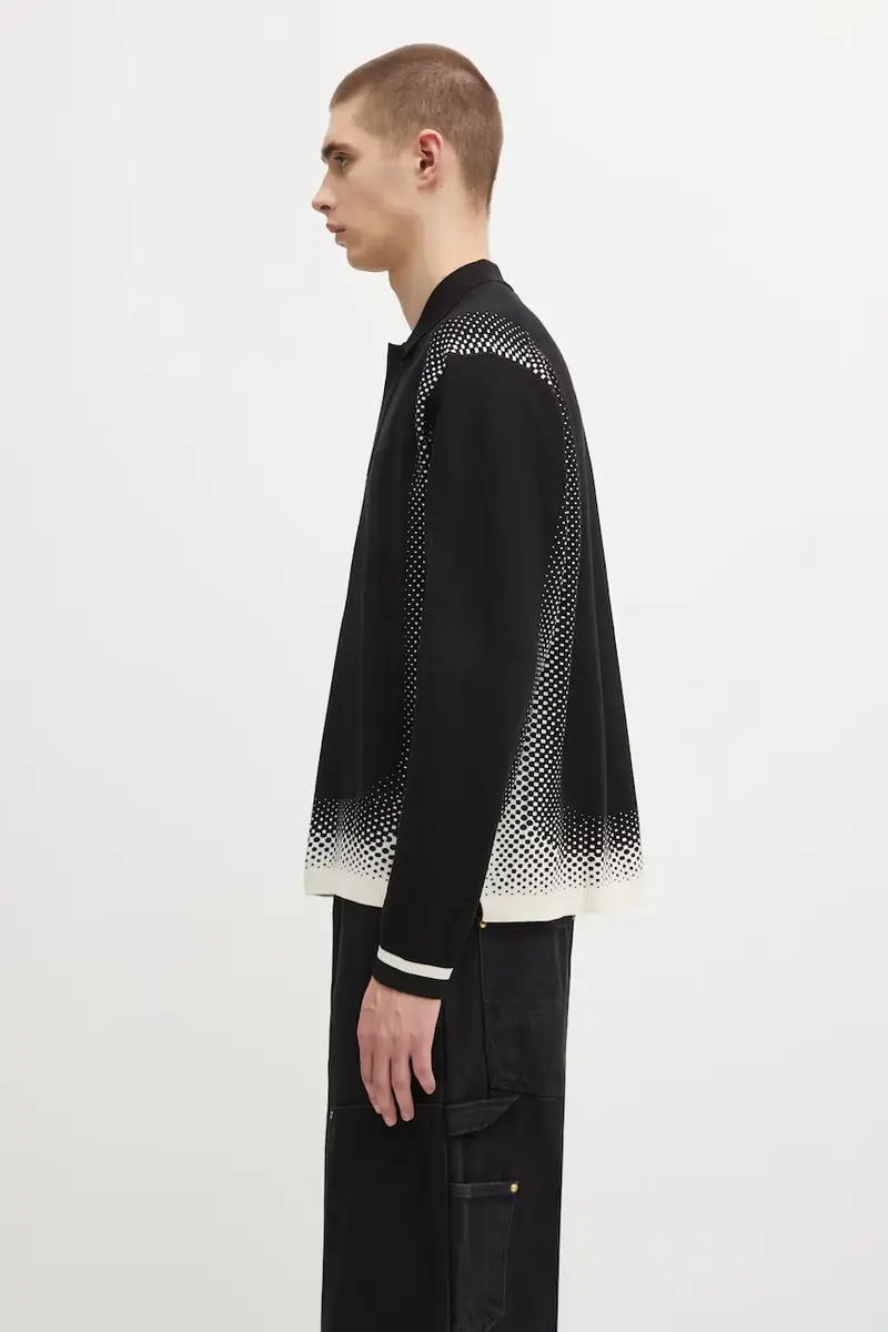 maglione Knit Shirt Rugby uomo colore nero 422571500243 miniatura 2