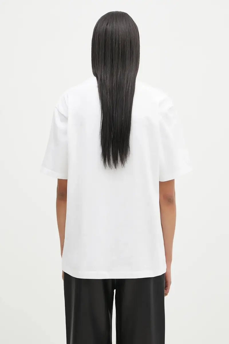 t-shirt in cotone colore bianco con applicazione 74499861901 miniatura 3