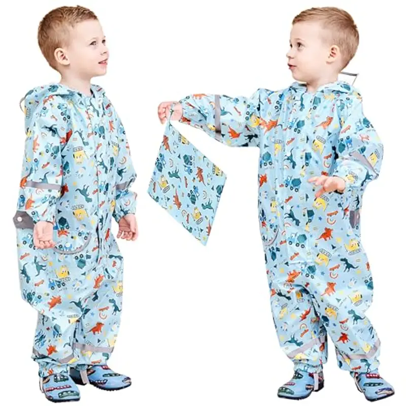 FILOWA Impermeabile per Bambini Bambino con Cappuccio Antipioggia Cappotto Pioggia Giacca Lunge Economico Leggero