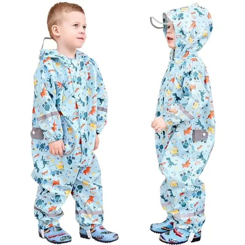 FILOWA Impermeabile per Bambini Bambino con Cappuccio Antipioggia Cappotto Pioggia Giacca Lunge Economico Leggero miniatura 2