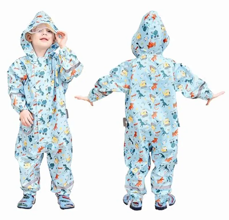 FILOWA Impermeabile per Bambini Bambino con Cappuccio Antipioggia Cappotto Pioggia Giacca Lunge Economico Leggero miniatura 3