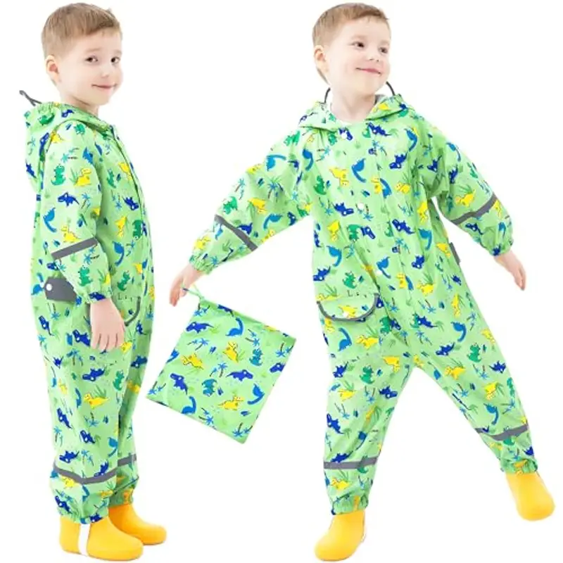FILOWA Impermeabile per Bambini Bambino con Cappuccio Antipioggia Cappotto Pioggia Giacca Lunge Economico Leggero