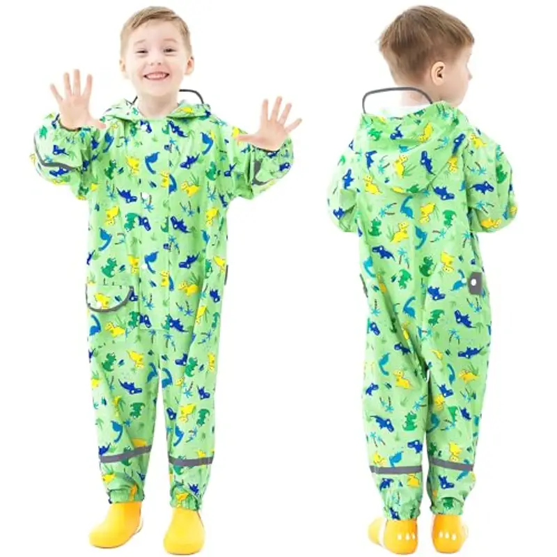 FILOWA Impermeabile per Bambini Bambino con Cappuccio Antipioggia Cappotto Pioggia Giacca Lunge Economico Leggero miniatura 2