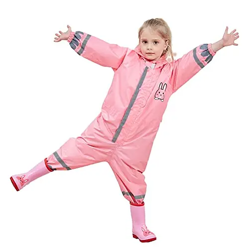 FILOWA Impermeabile Pioggia Bambina Impermeabile Antipioggia Tuta Poncho Portatile Bambini con Cappuccio Ragazze miniatura 2