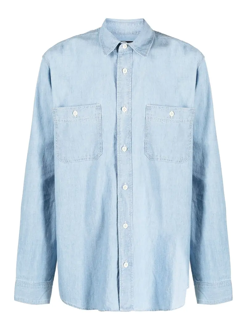 Camicia in chambray con bottoni Azzurro