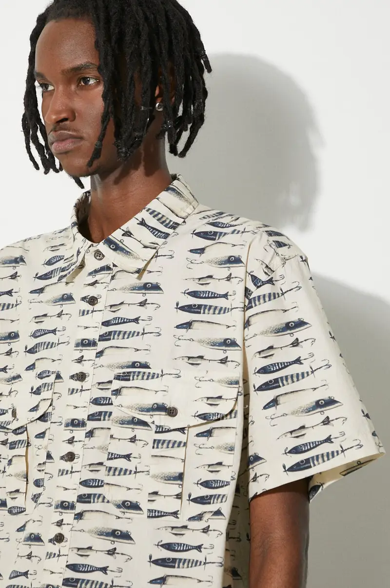 camicia in cotone Washed SS Feather uomo colore beige FMCAM0007