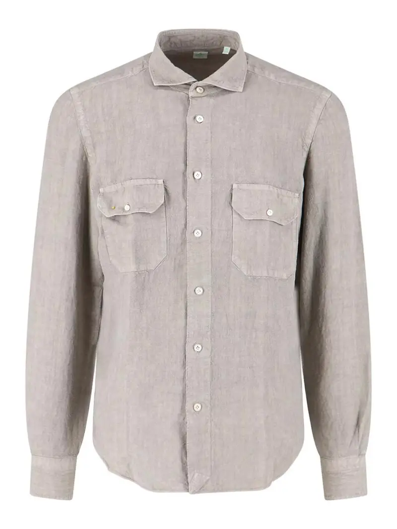 Camicia Sportiva In Lino Beige