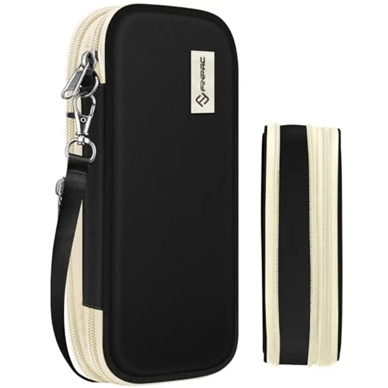 FINTIE Astuccio di Grande Capacità, Espandibile Portatile Cancelleria Portamatite Trucco Borsa con Cerniera per Scuola Ufficio Adulto Ragazze Ragazzi Studenti, (Nero)