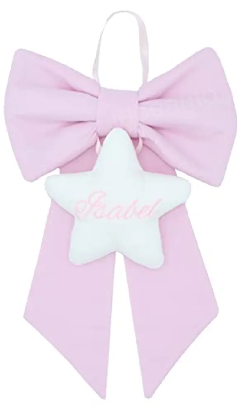 Fiocco nascita bimbo bimba personalizzato con nome ricamato rosa celeste Made in Italy