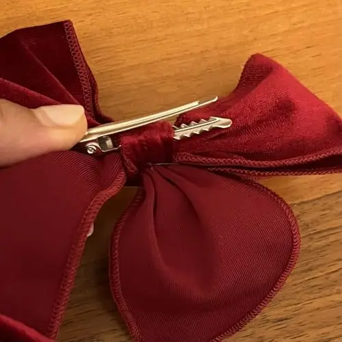 Fiocco per Capelli Bambina in Velluto, Chiusura Forcina a Coccodrillo, Elegante e Versatile miniatura 3