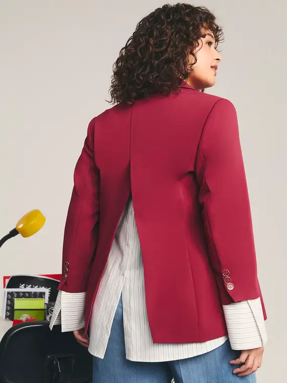 Blazer con polsino effetto camicia staccabile Donna, Bordeaux (54 IT)