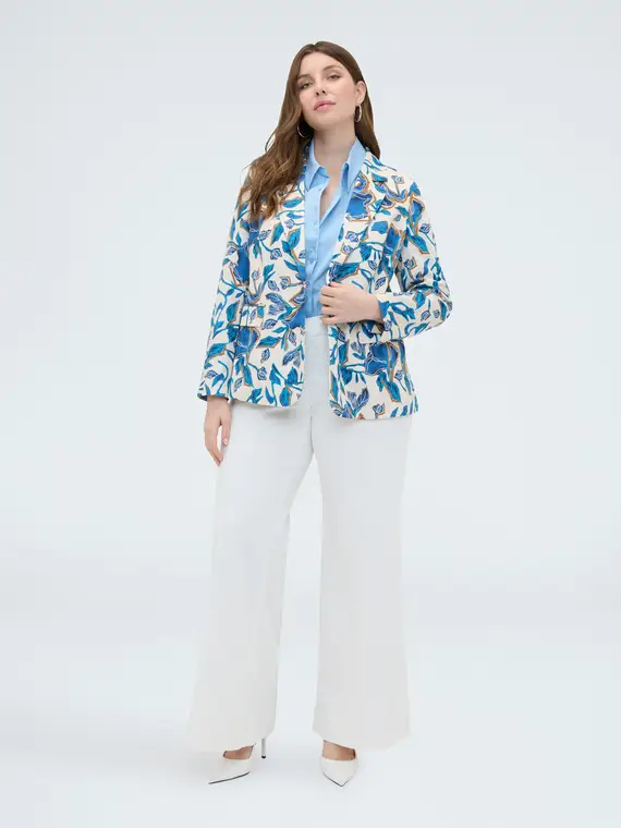 Blazer con stampa floreale Donna, Azzurro (58 IT)