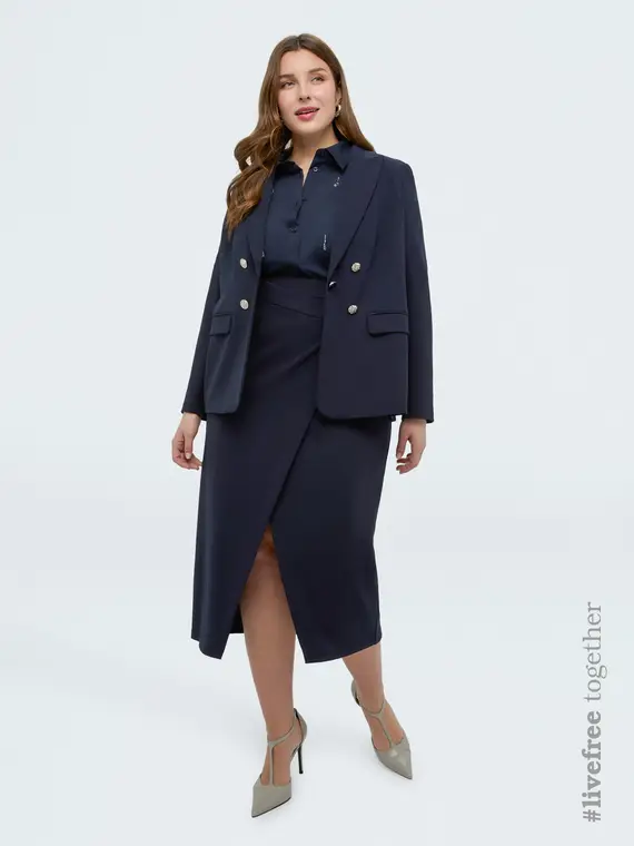 Blazer effetto doppiopetto in tessuto stretch Donna, Blu (46 IT)