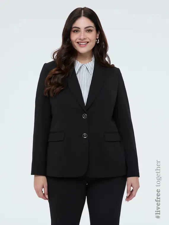 Blazer fitted in tessuto stretch Donna, Nero (58 IT)