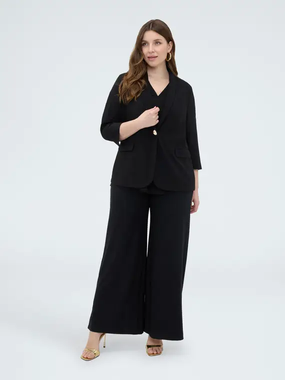 Blazer in jersey con maniche a tre quarti Donna, Nero (64 IT)