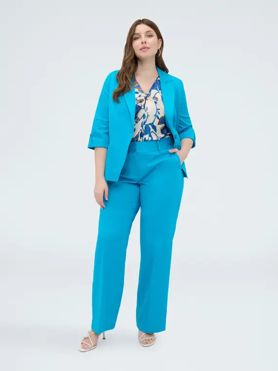 Blazer in misto cotone con risvolti Donna, Azzurro (46 IT)