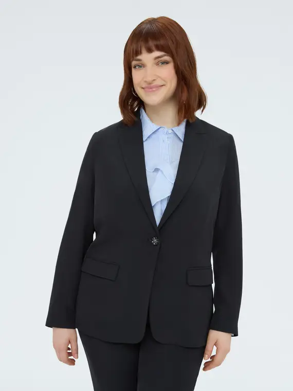 Blazer strutturato con bottone gioiello Donna, Nero (56 IT)