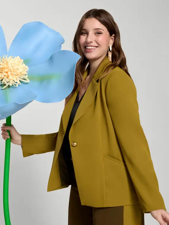 Blazer strutturato con bottone gioiello Donna, Verde chiaro (48 IT)