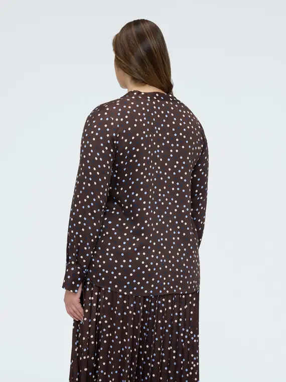 Blusa a pois in raso di viscosa Donna, Marrone (52 IT) miniatura 2
